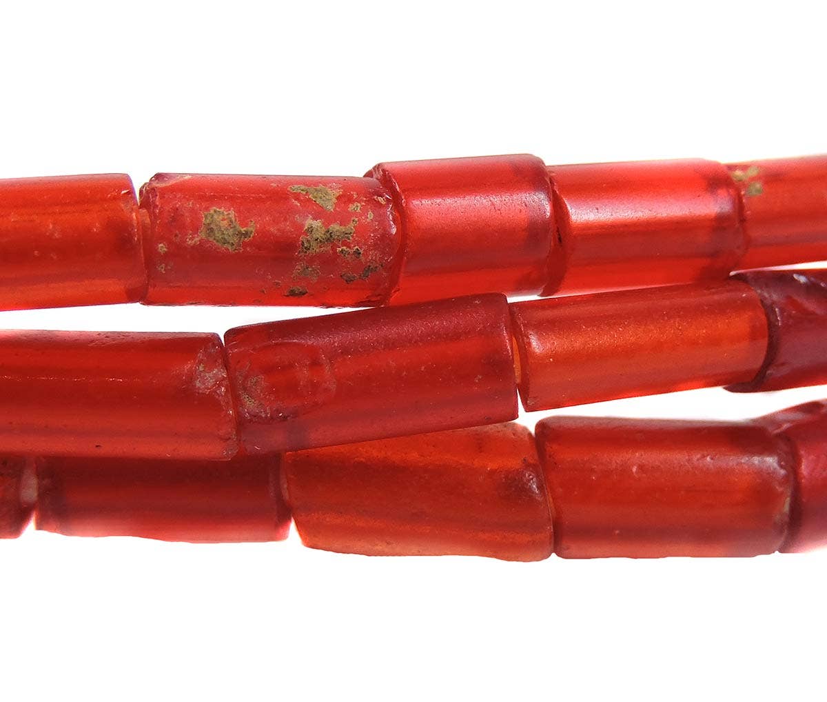 Red Translucent Cylinder Trade Beads