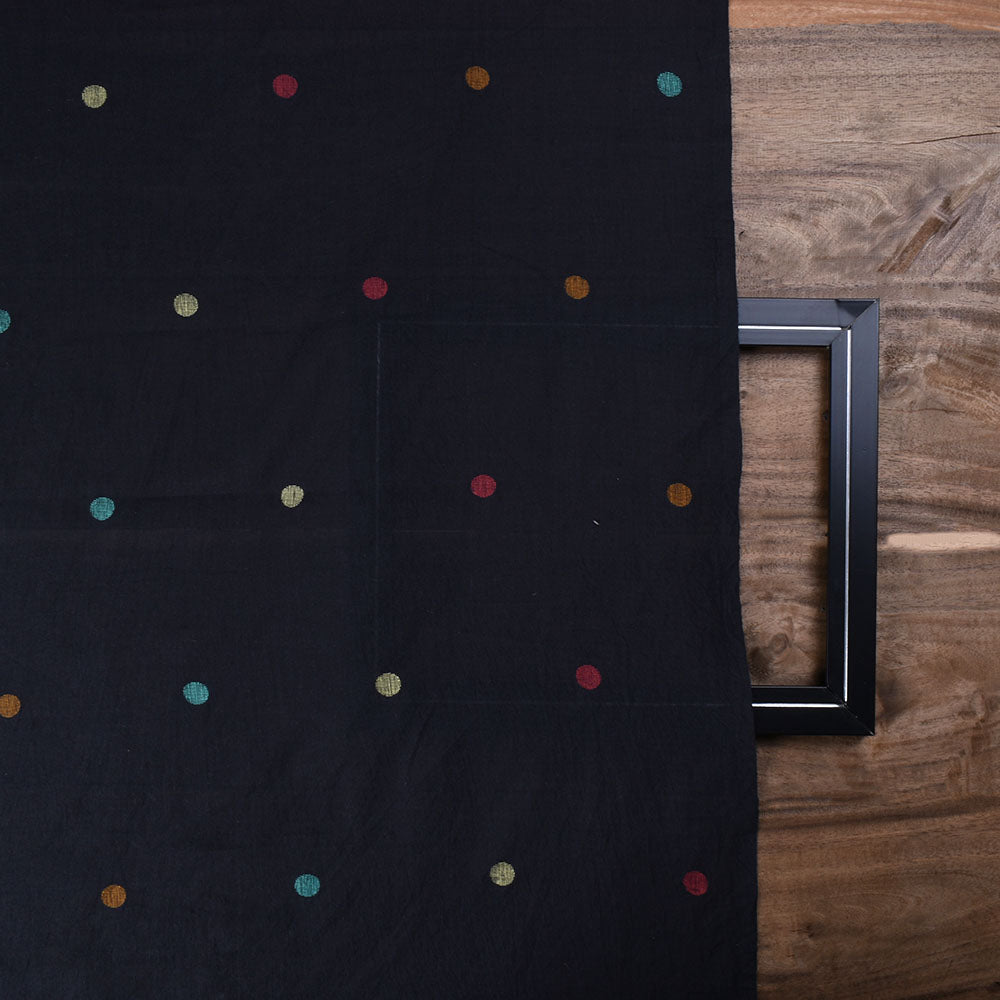 Black with Jamdani Dots Cotton