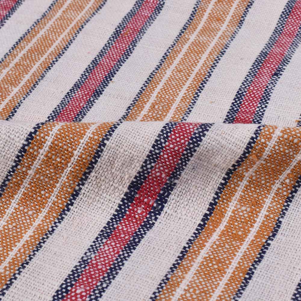 White Striped Multicolor Khadi Cotton