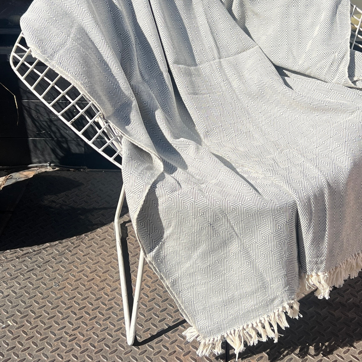 light blue and natural diamond weave cotton Kikoy