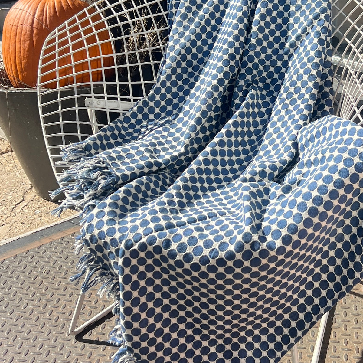 dark blue circle and natural cotton Kikoy