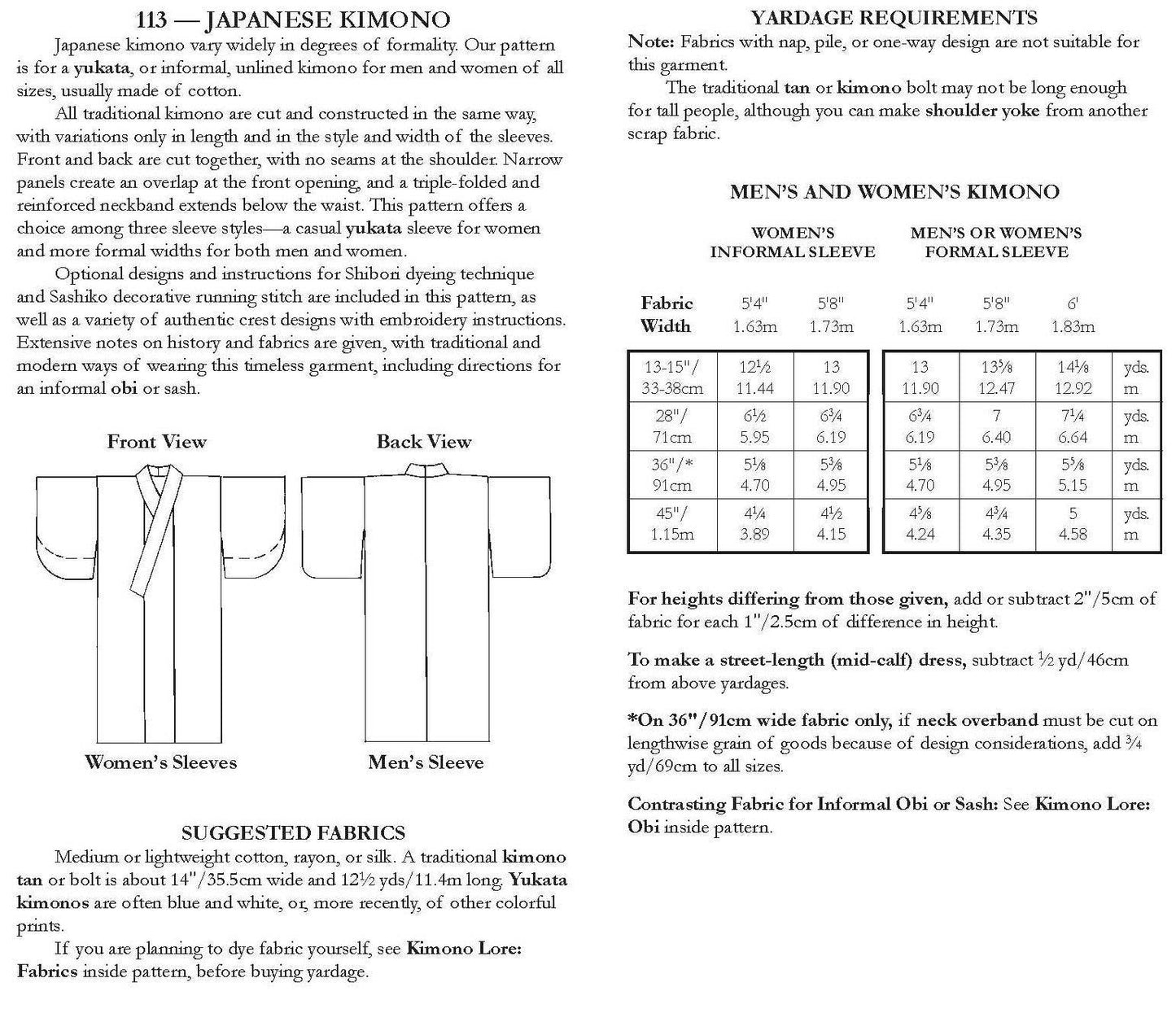113 Japanese Kimono Sewing Pattern