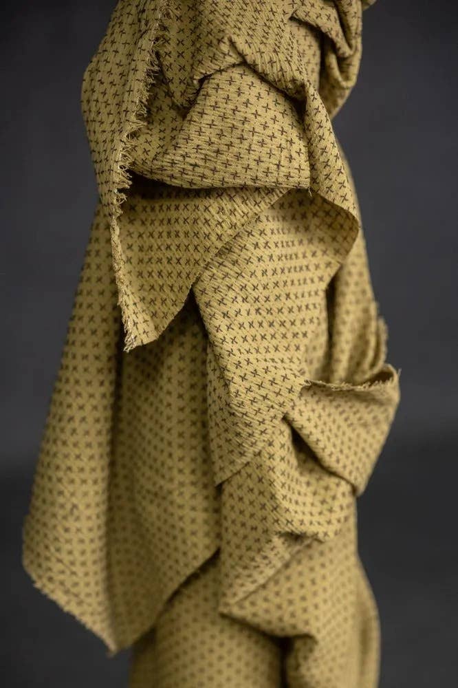 Salto Green Cross-Stitch Indian Cotton