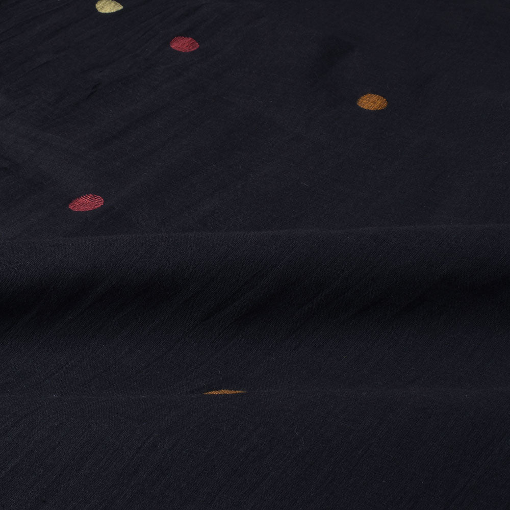 Black with Jamdani Dots Cotton