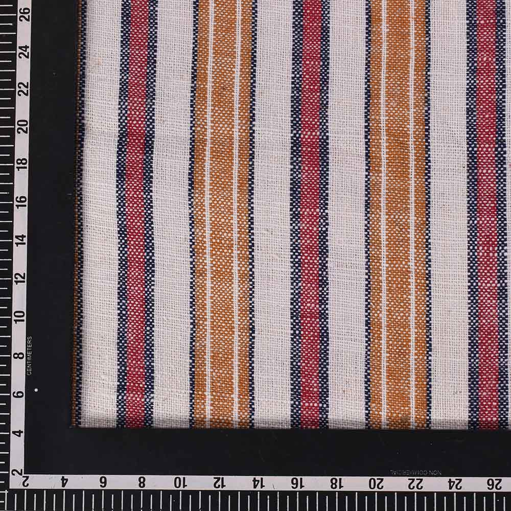 White Striped Multicolor Khadi Cotton