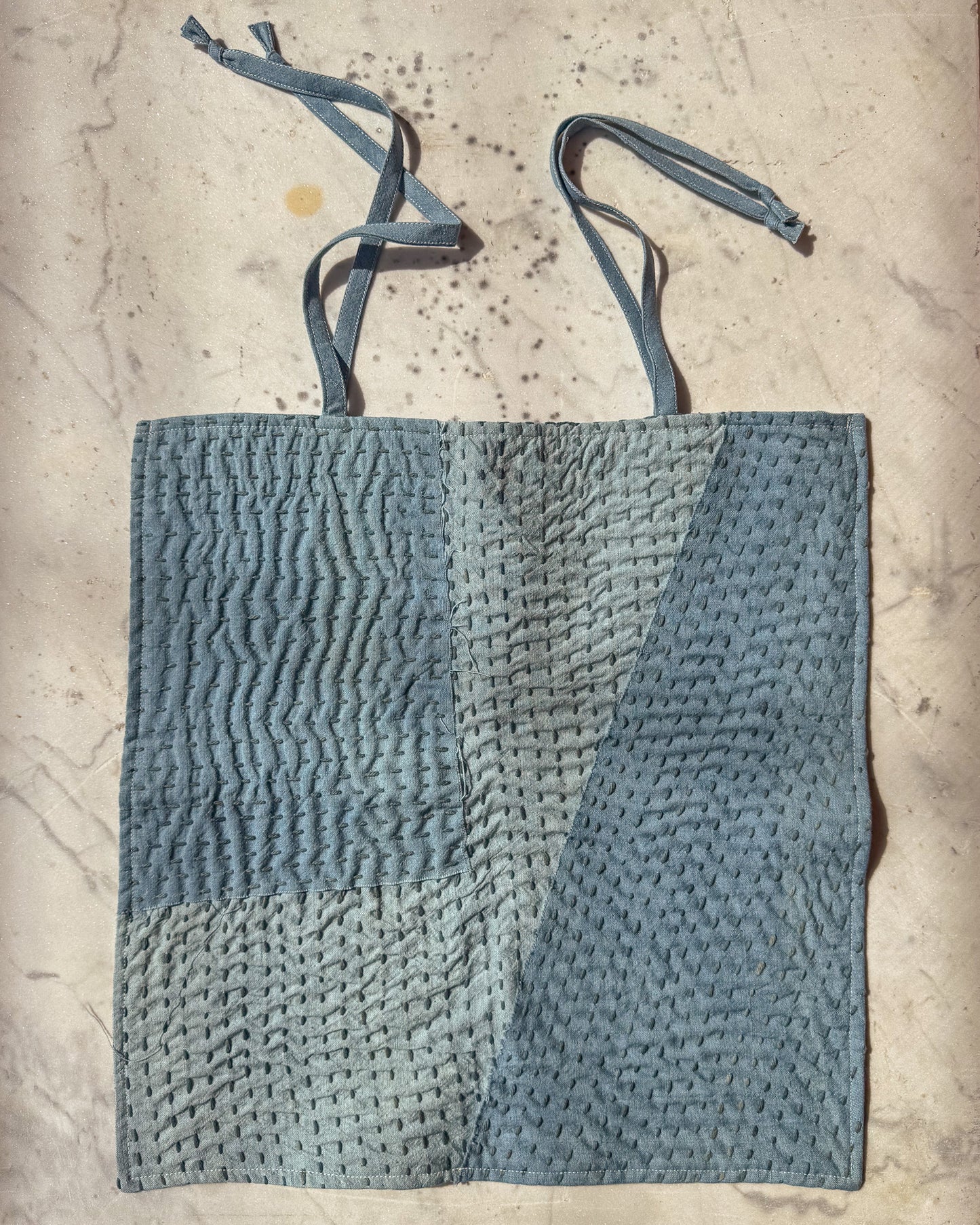 Light Indigo Pillow Cover — Kantha Appliqué