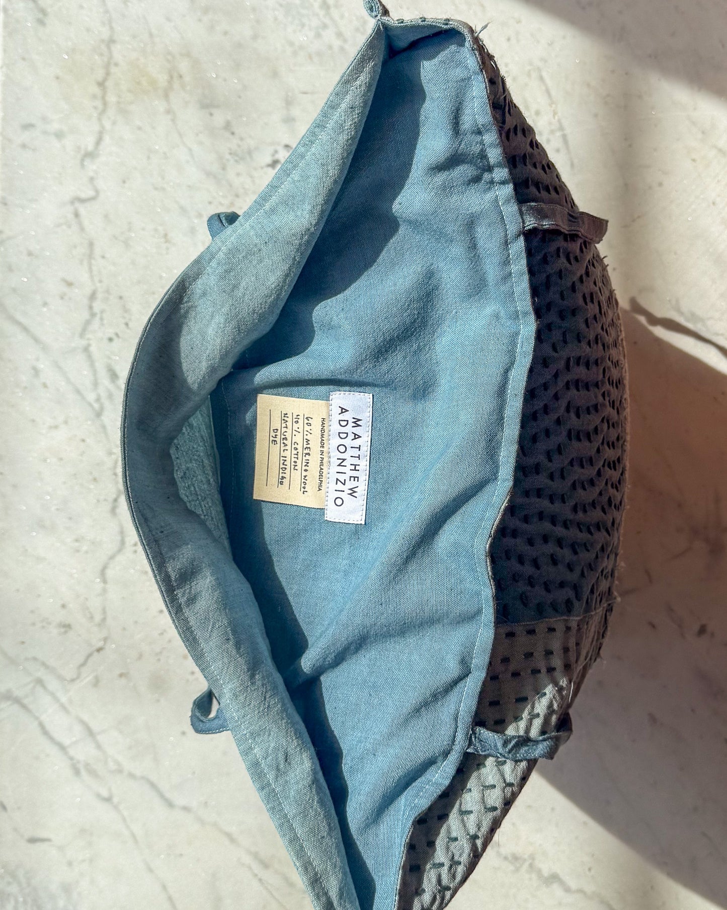 Light Indigo Pillow Cover — Kantha Appliqué