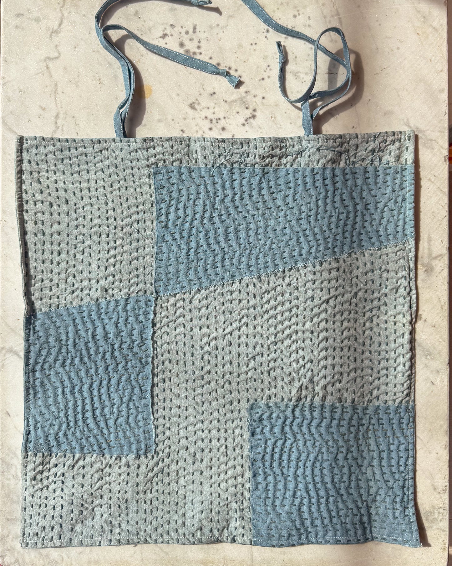 Light Indigo Pillow Cover — Kantha Appliqué