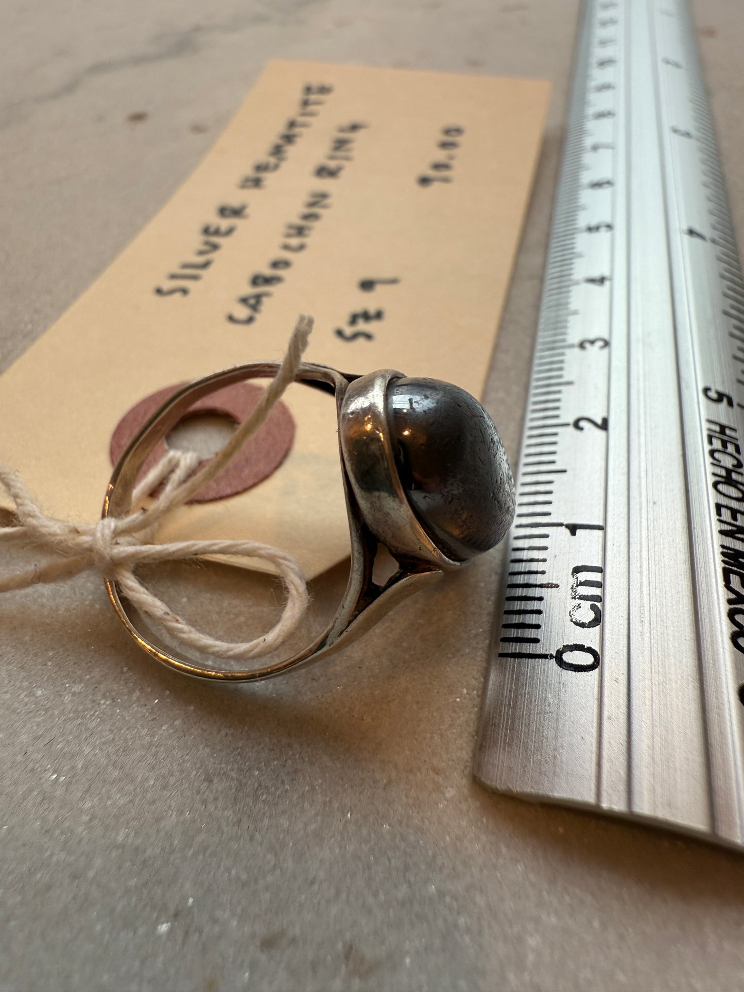 Silver Hematite Cabochon Ring