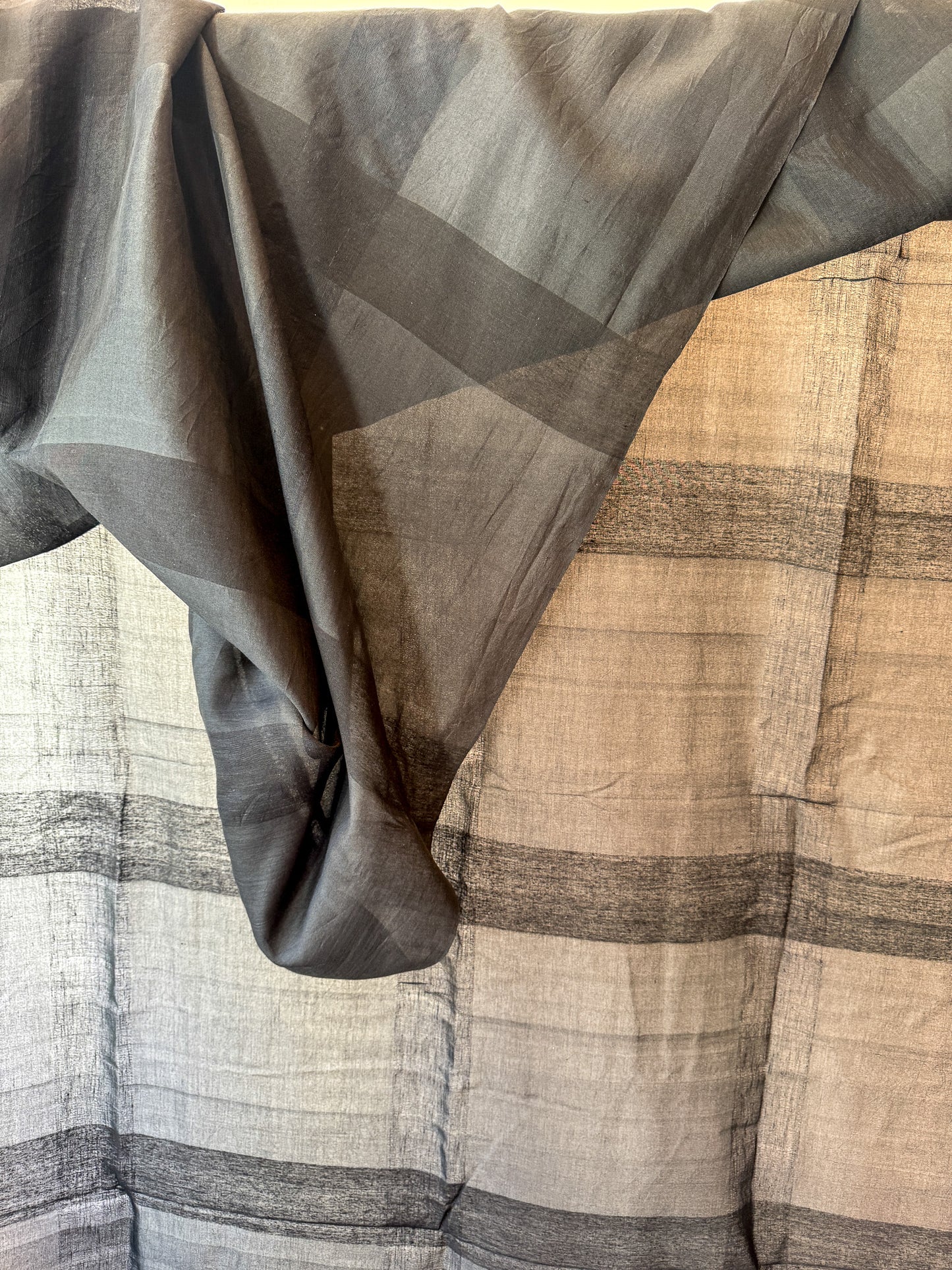 Silk with Silk Noil Check - Black