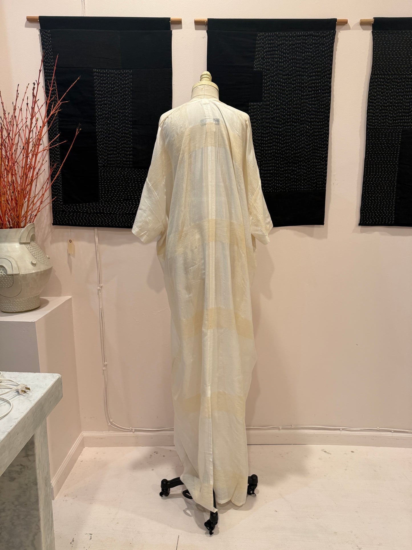 Silk Noil Caftan - Cream