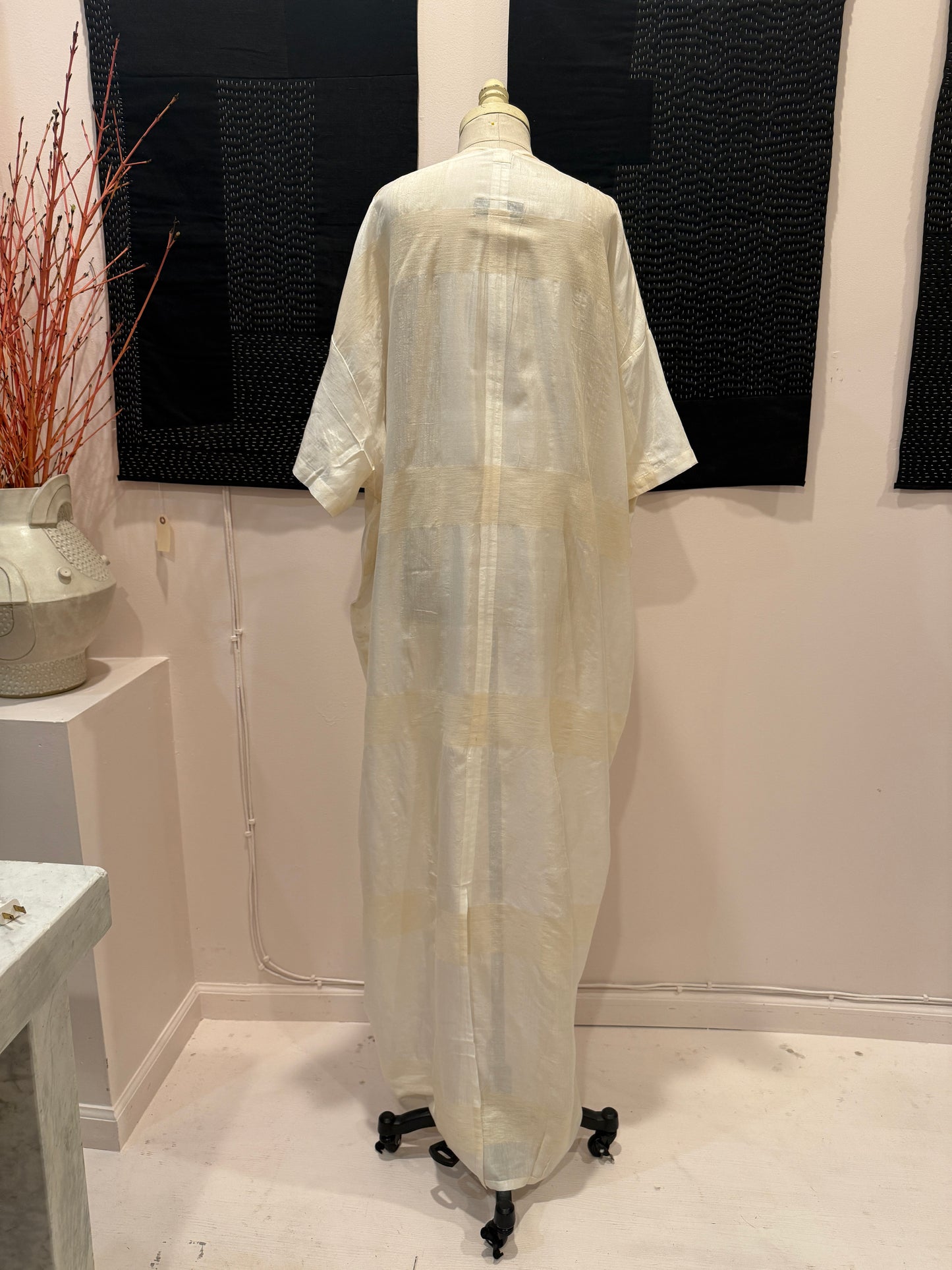 Silk Noil Caftan - Cream