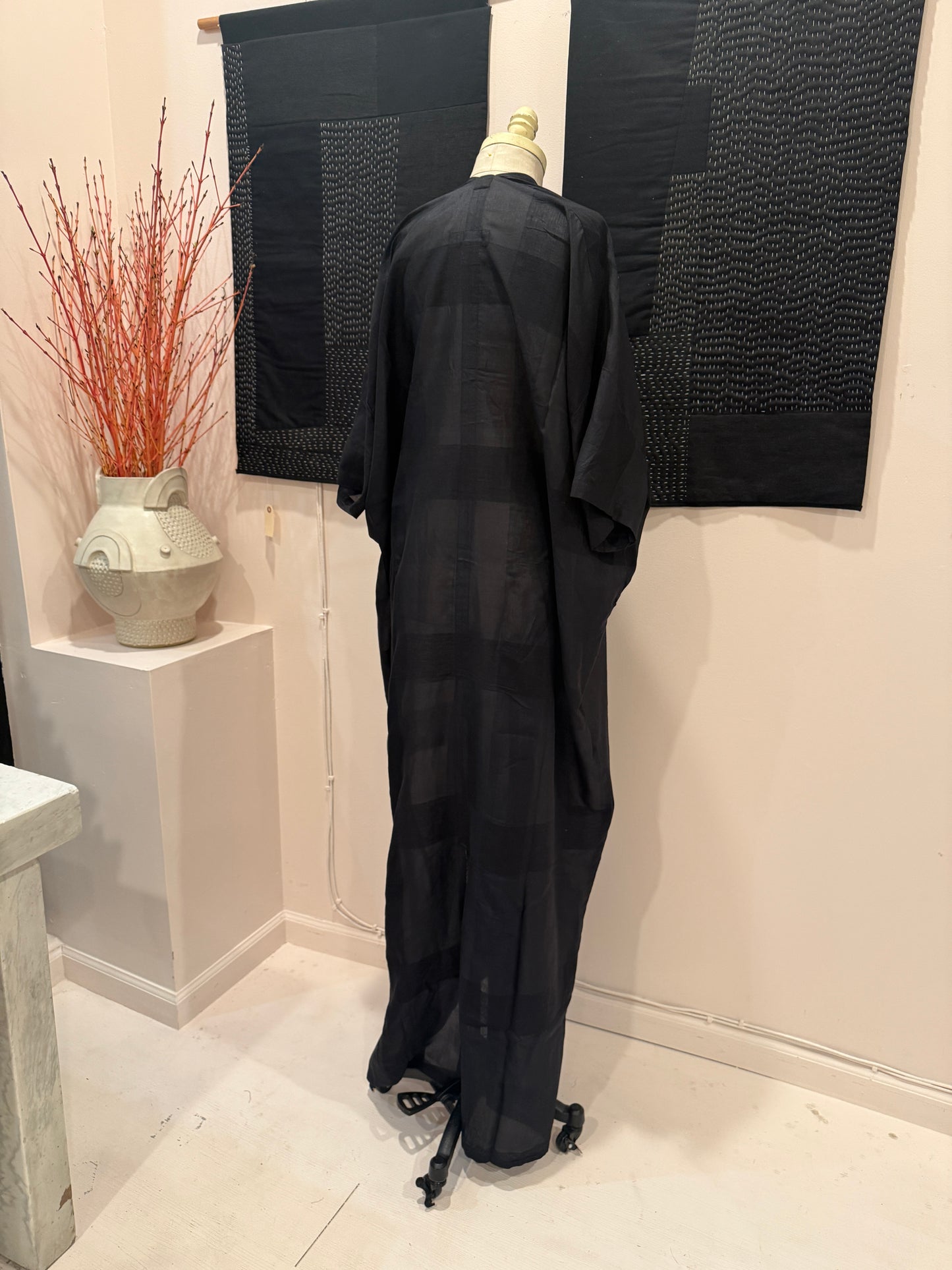 Silk Noil Caftan - Black