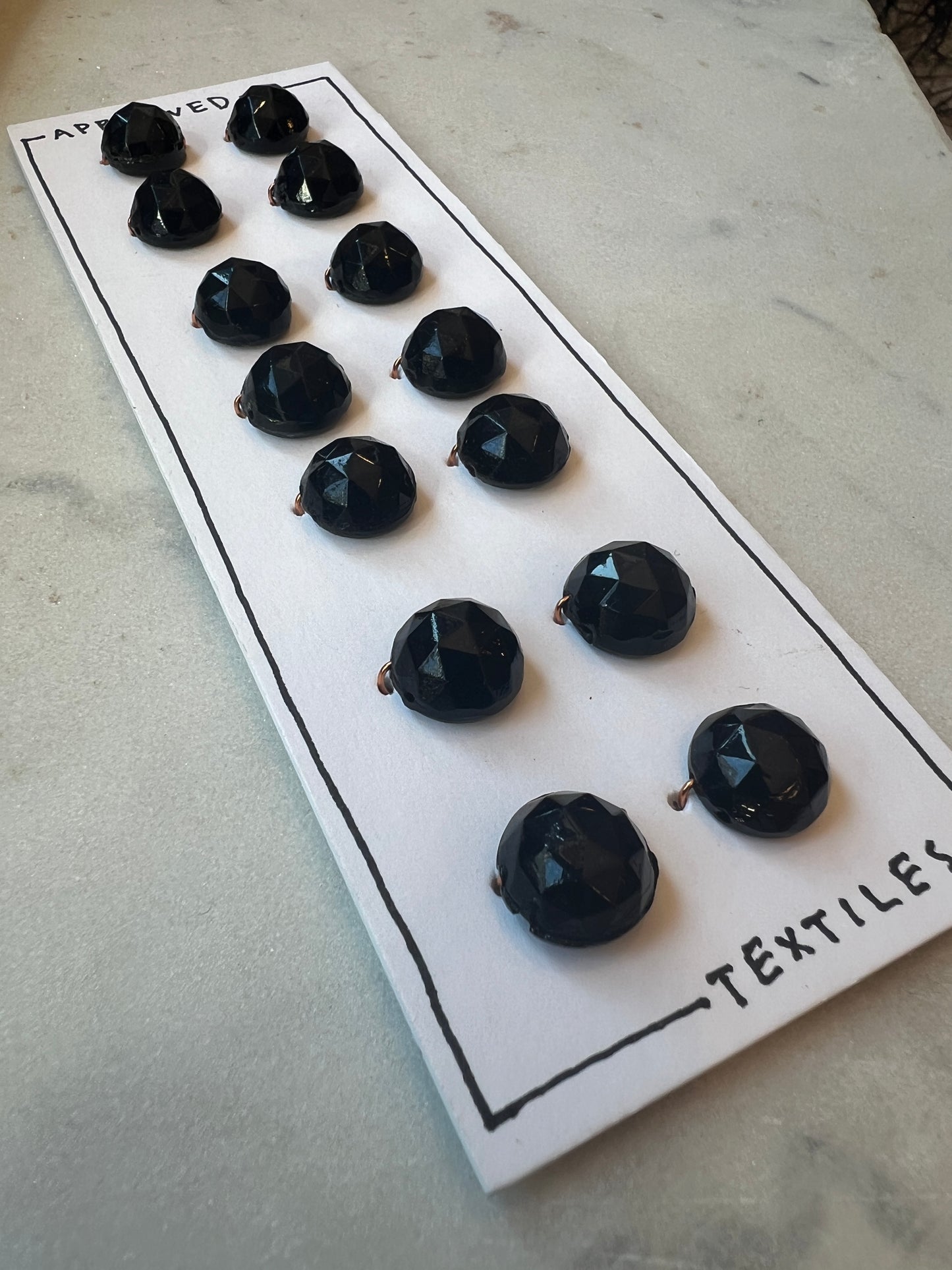 Black Glass Buttons 12mm