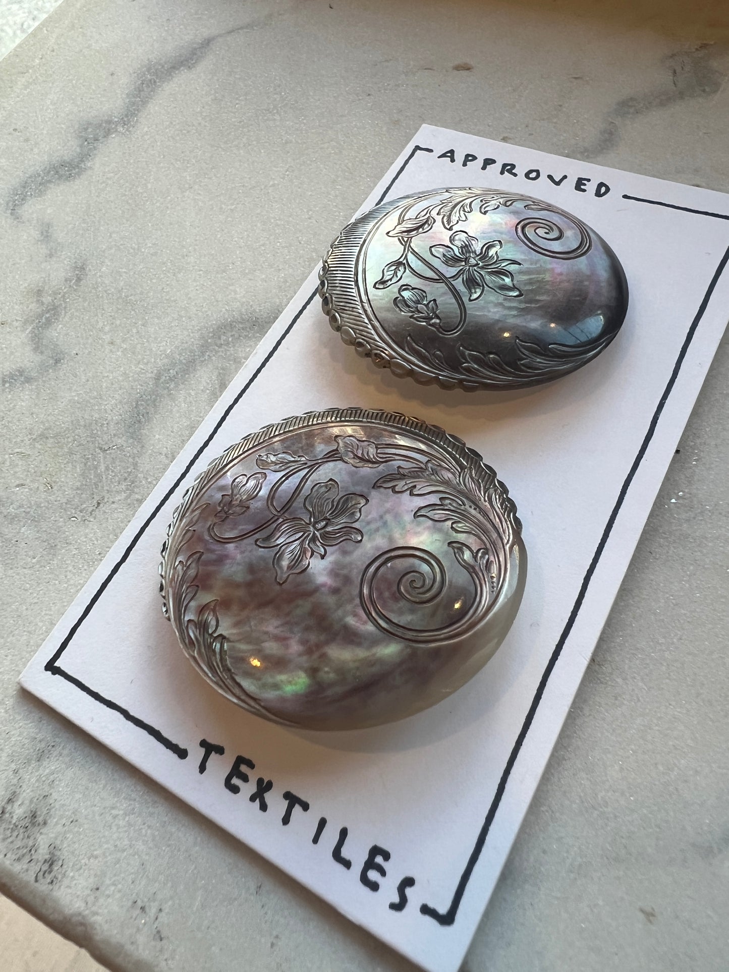44mm Floral Carved Shell Buttons