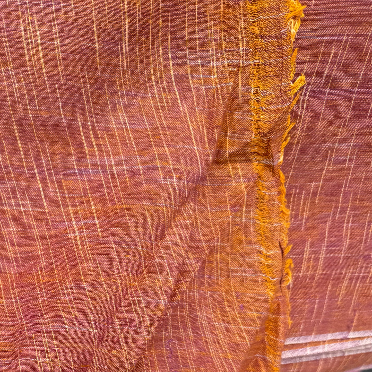 Variegated Burnt Orange - Handloom woven, cotton fabric