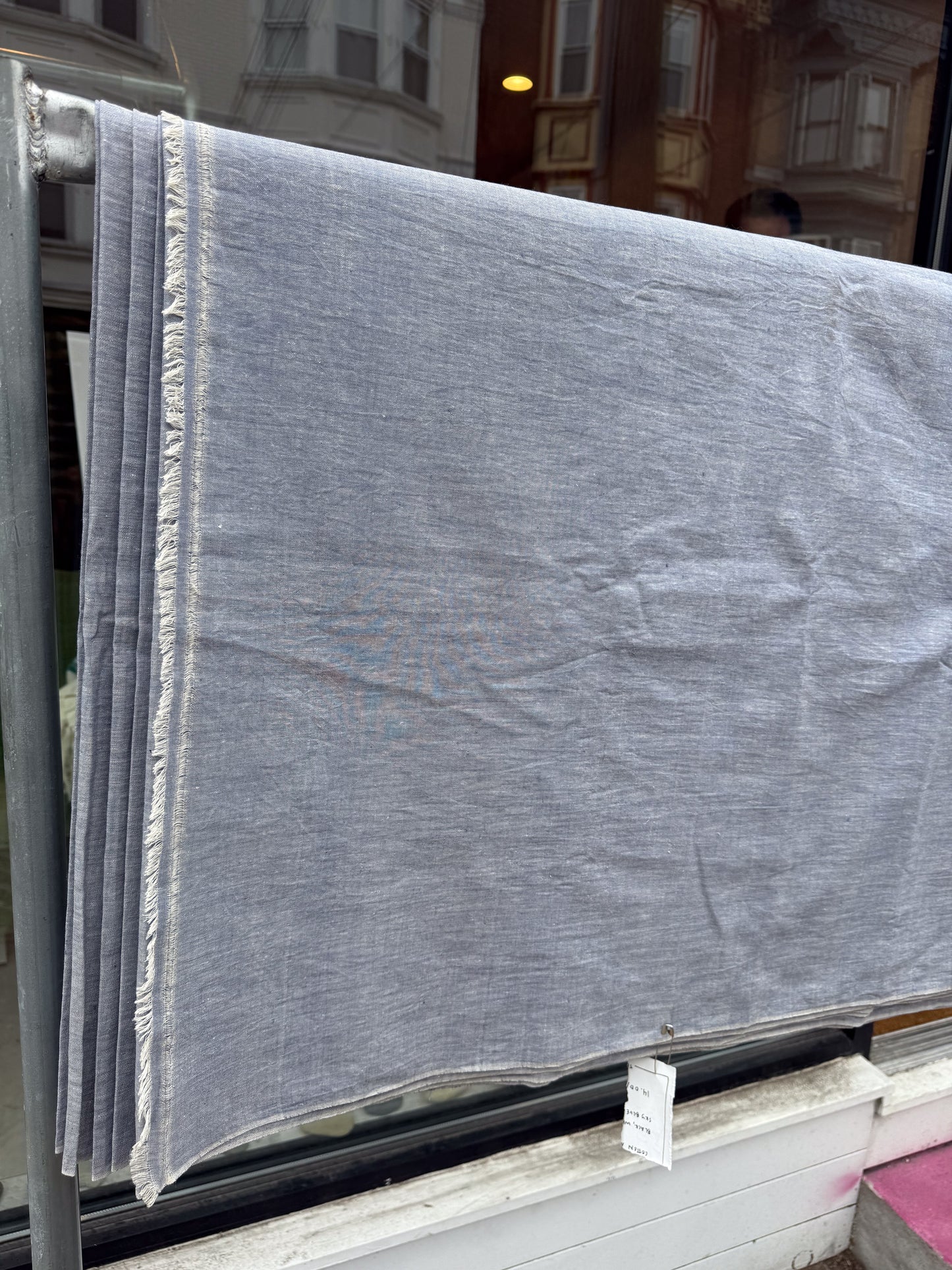 Light Chambray Blue - Handloom woven, cotton fabric