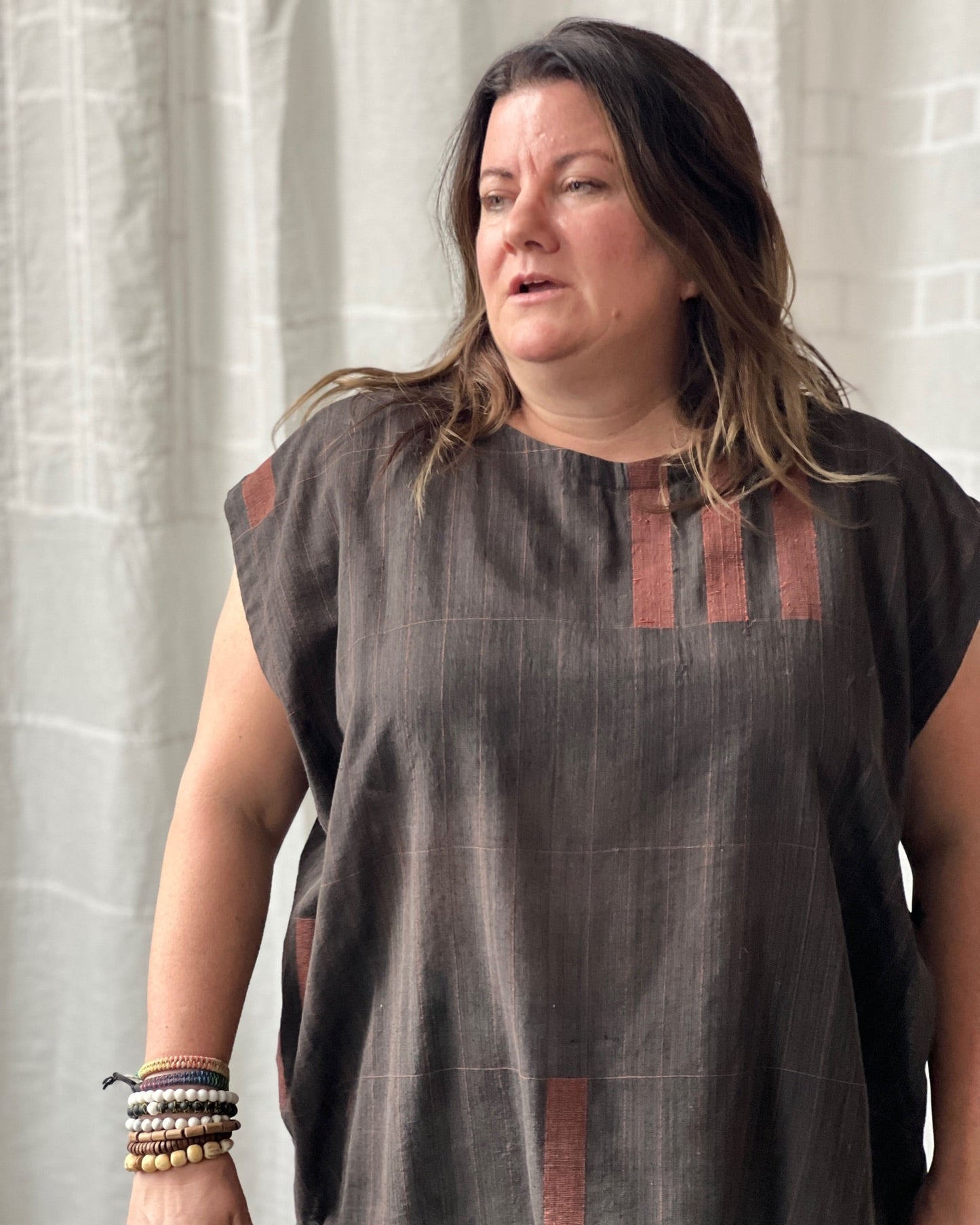 silk and cotton charcoal vest