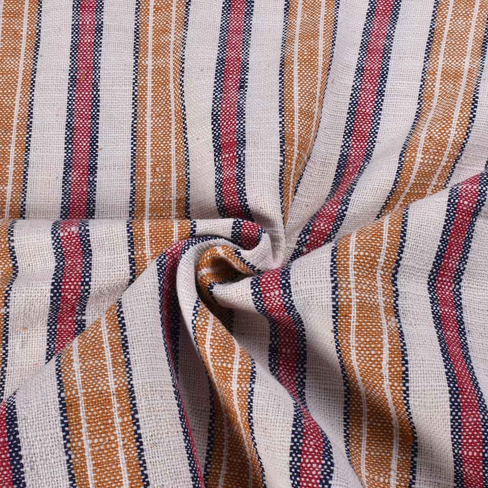 White Striped Multicolor Khadi Cotton