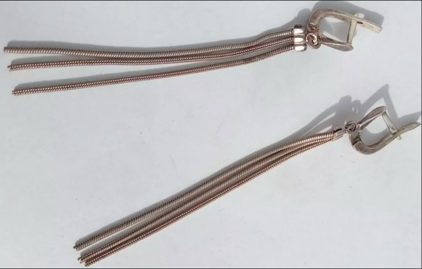 Silver Three Chain Earrings