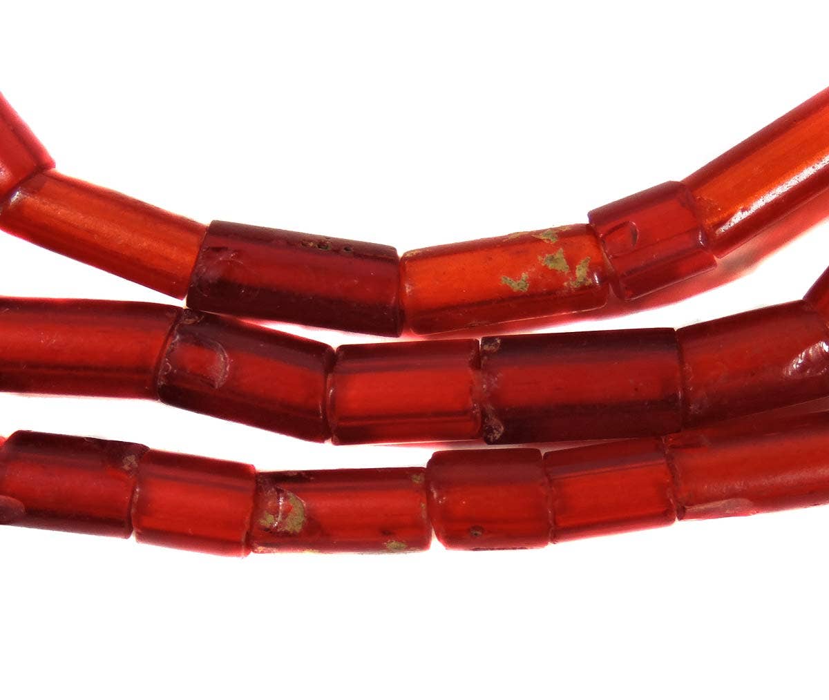 Red Translucent Cylinder Trade Beads