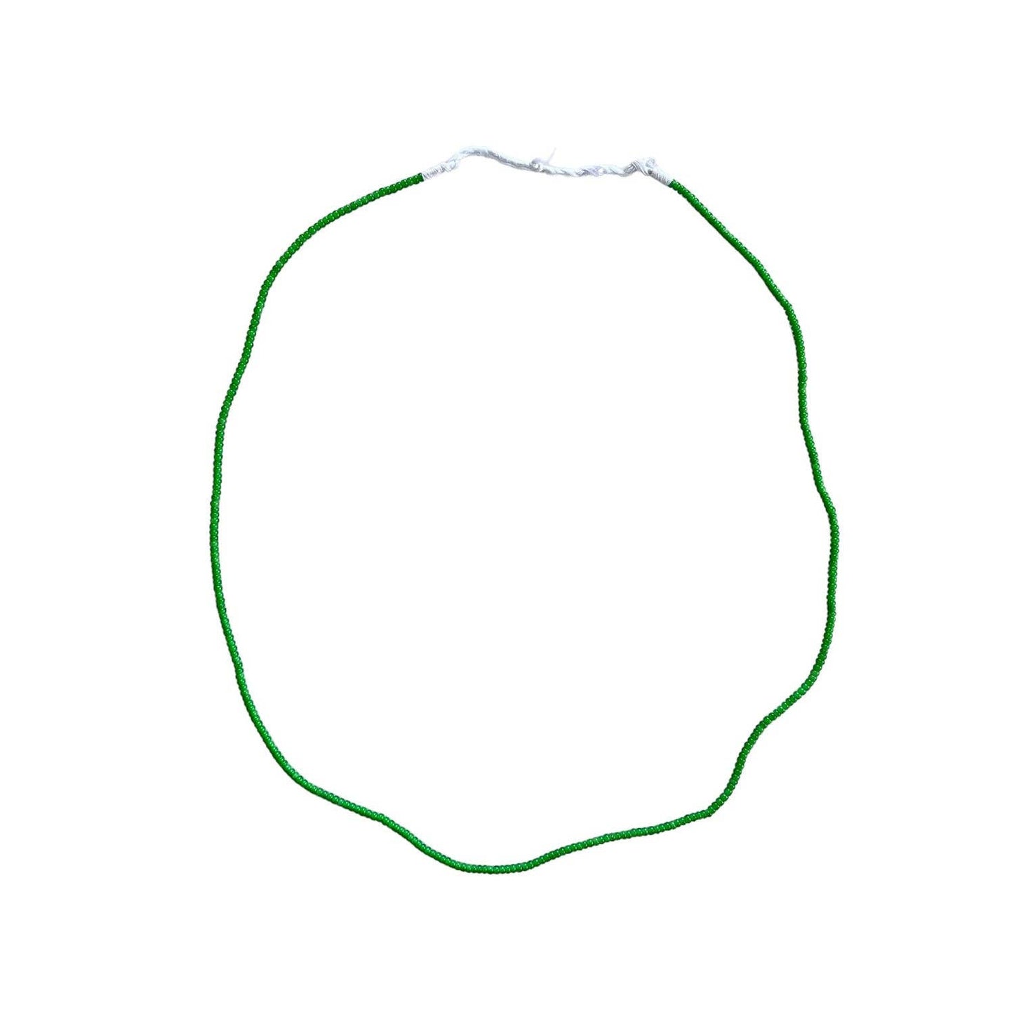 White Heart Glass Bead Green