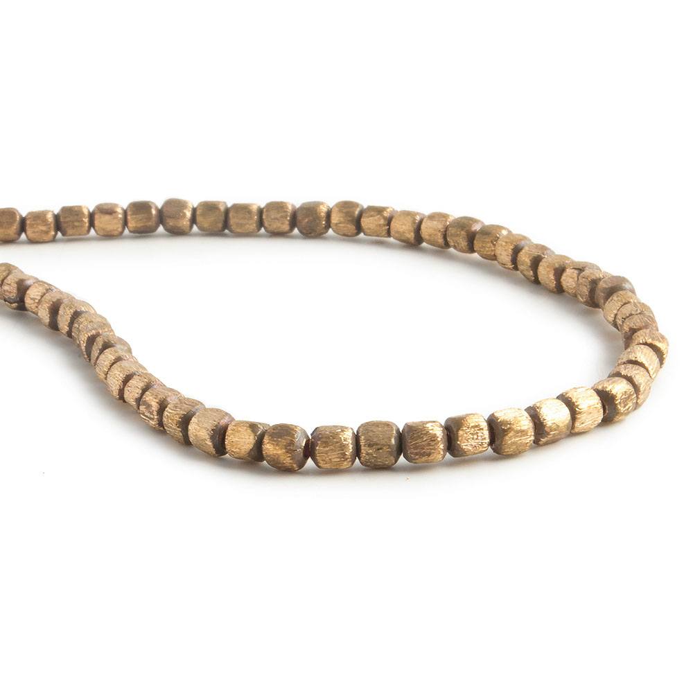 3mm Raw Copper Brushed Cube Bead Necklace