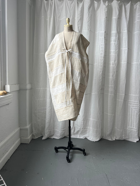 cream silk/linen tie-waist gilet