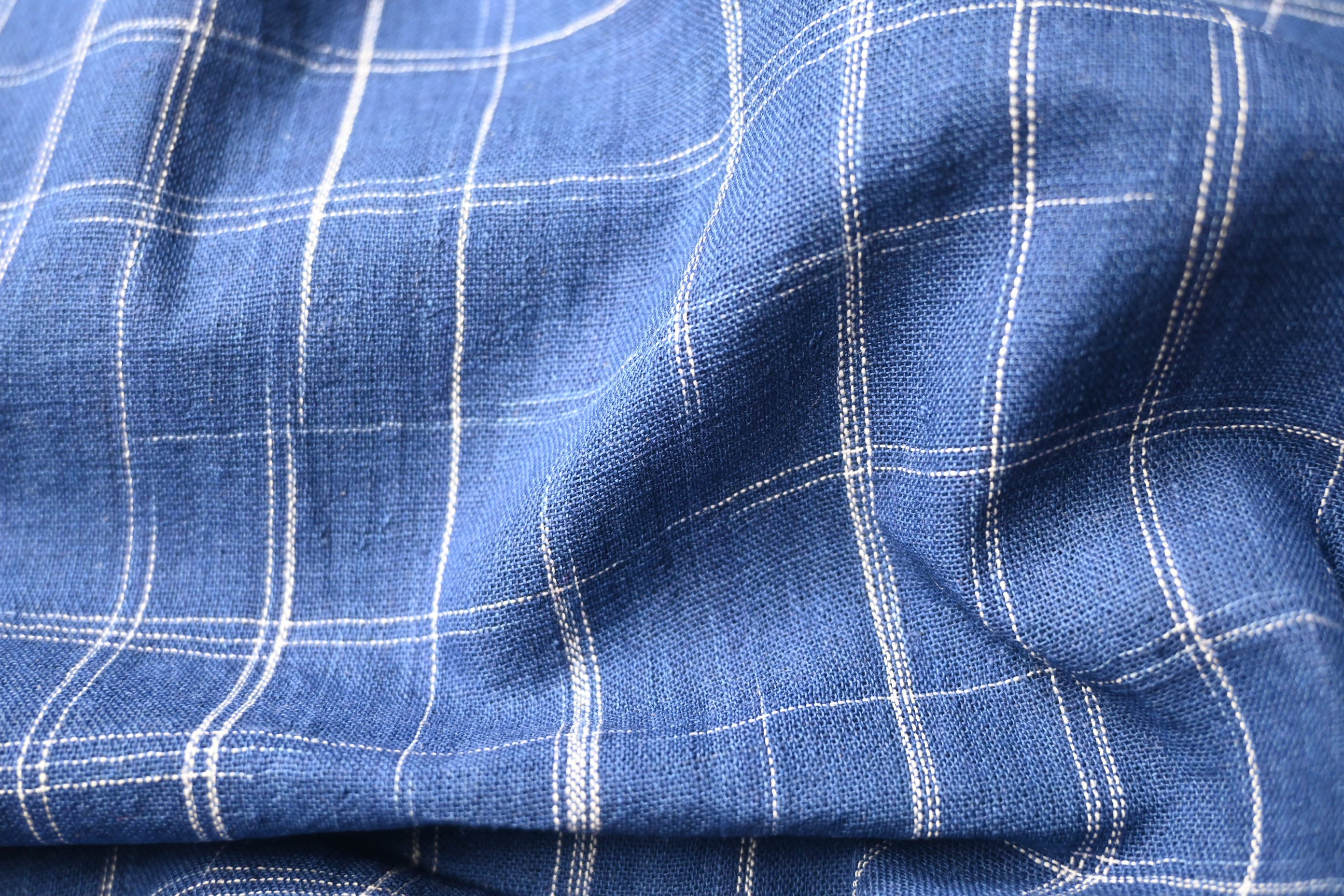 indigo sketch grid cotton – Approved Textiles