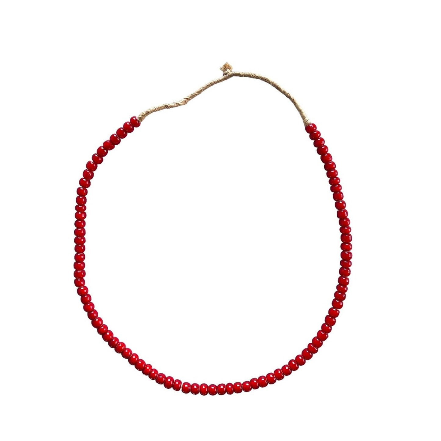 White Heart Glass Bead Red