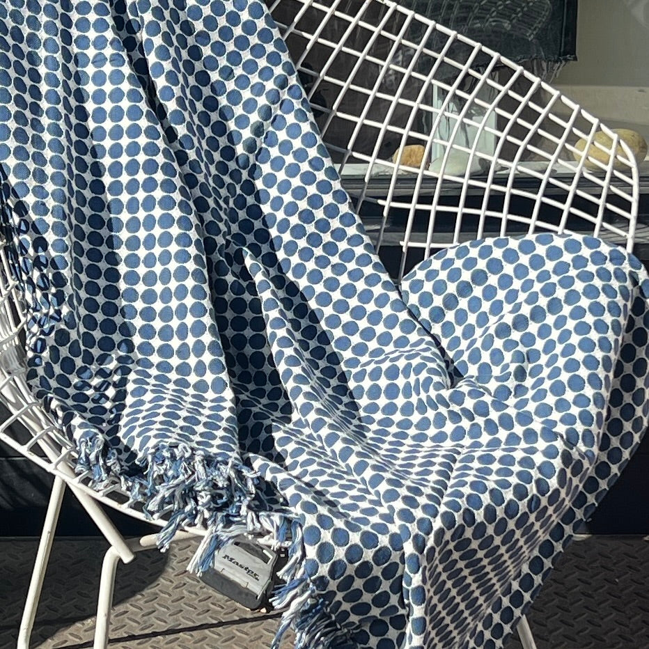 dark blue circle and natural cotton Kikoy