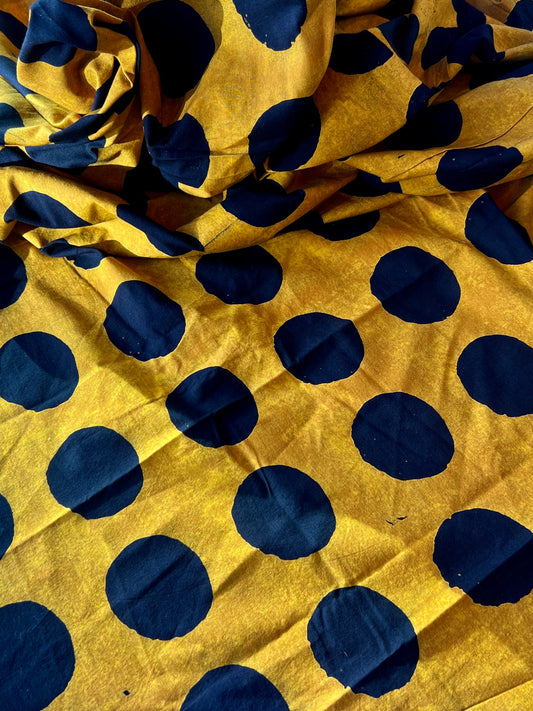 black and gold circles cotton Batiki