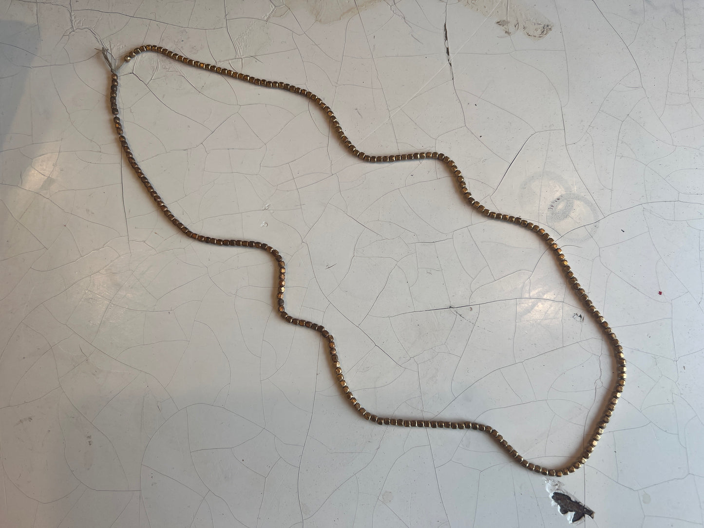 3mm Raw Copper Brushed Cube Bead Necklace