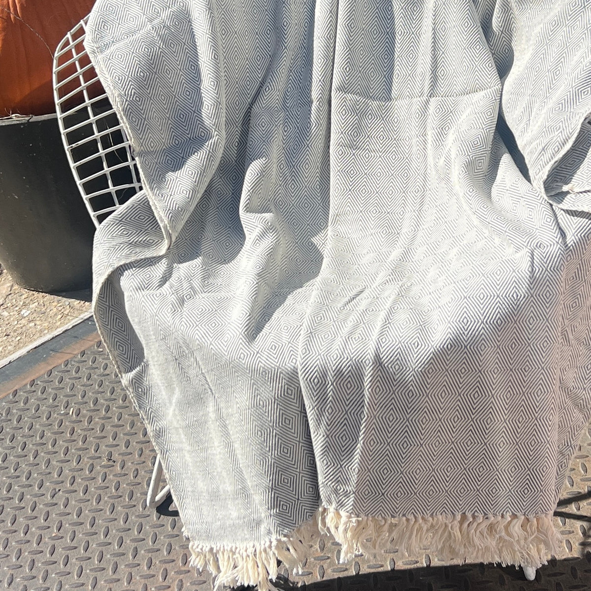 light blue and natural diamond weave cotton Kikoy