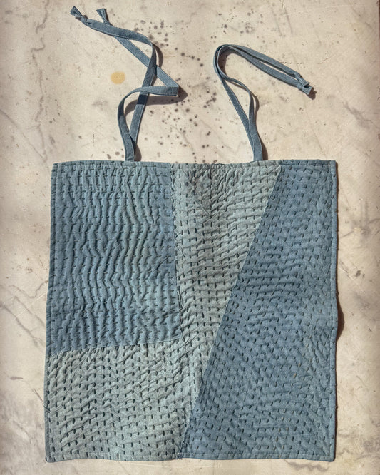 Light Indigo Pillow Cover — Kantha Appliqué