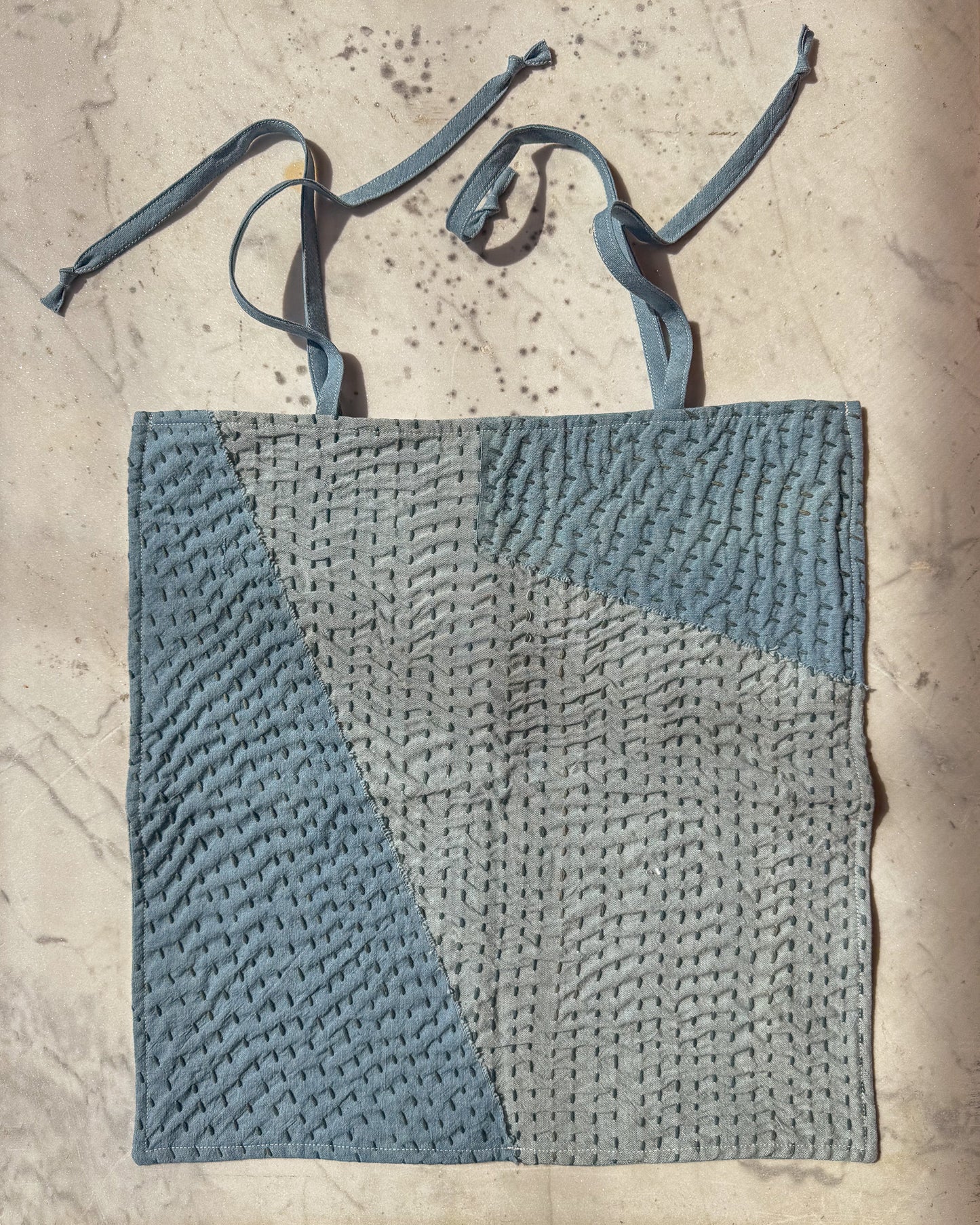 Light Indigo Pillow Cover — Kantha Appliqué