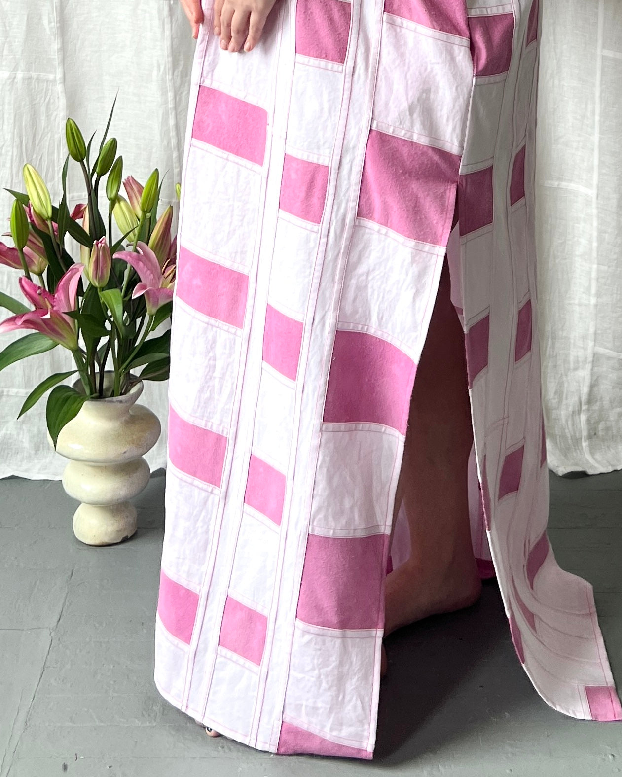 light pink cochineal scoop neck dress