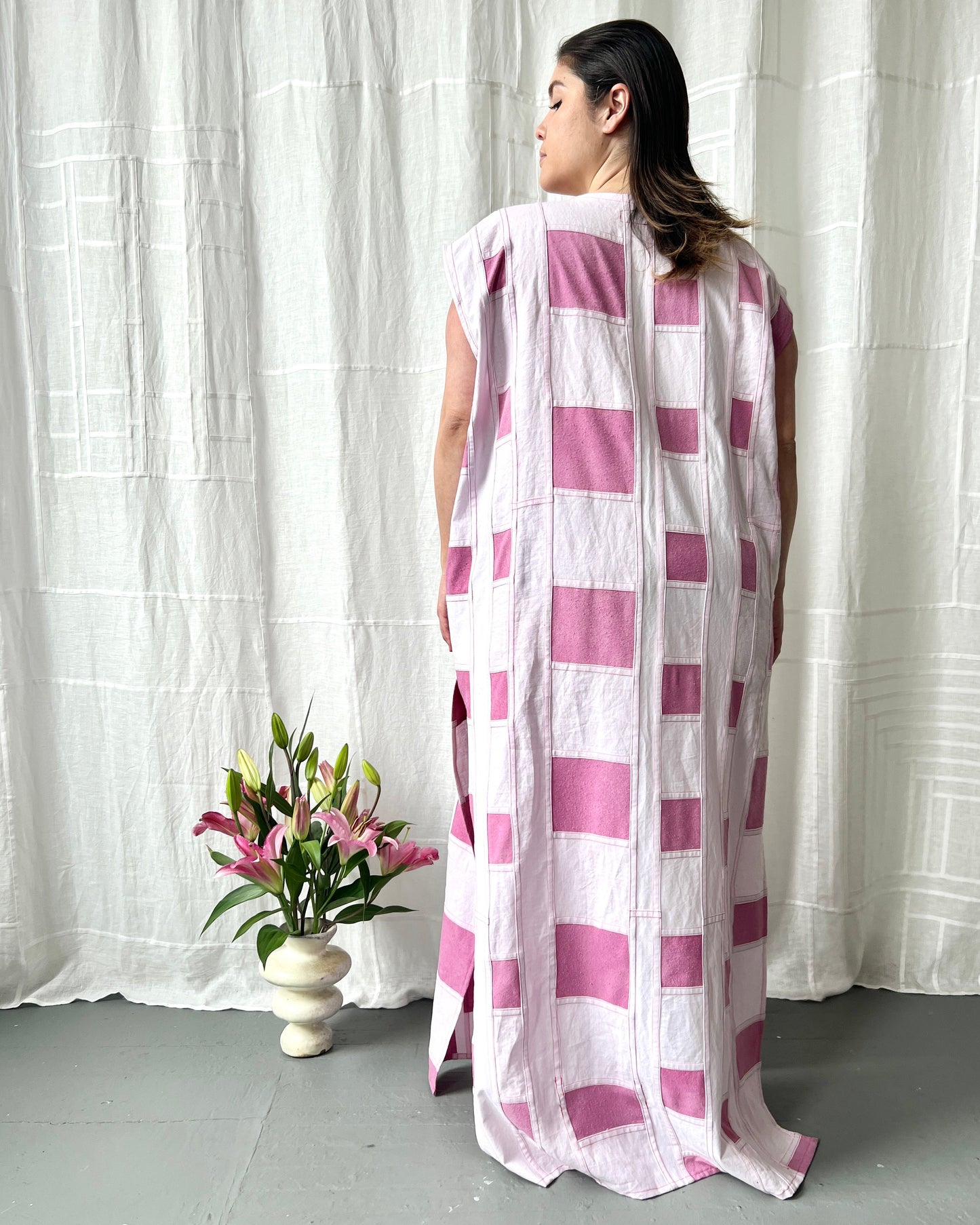 light pink cochineal scoop neck dress