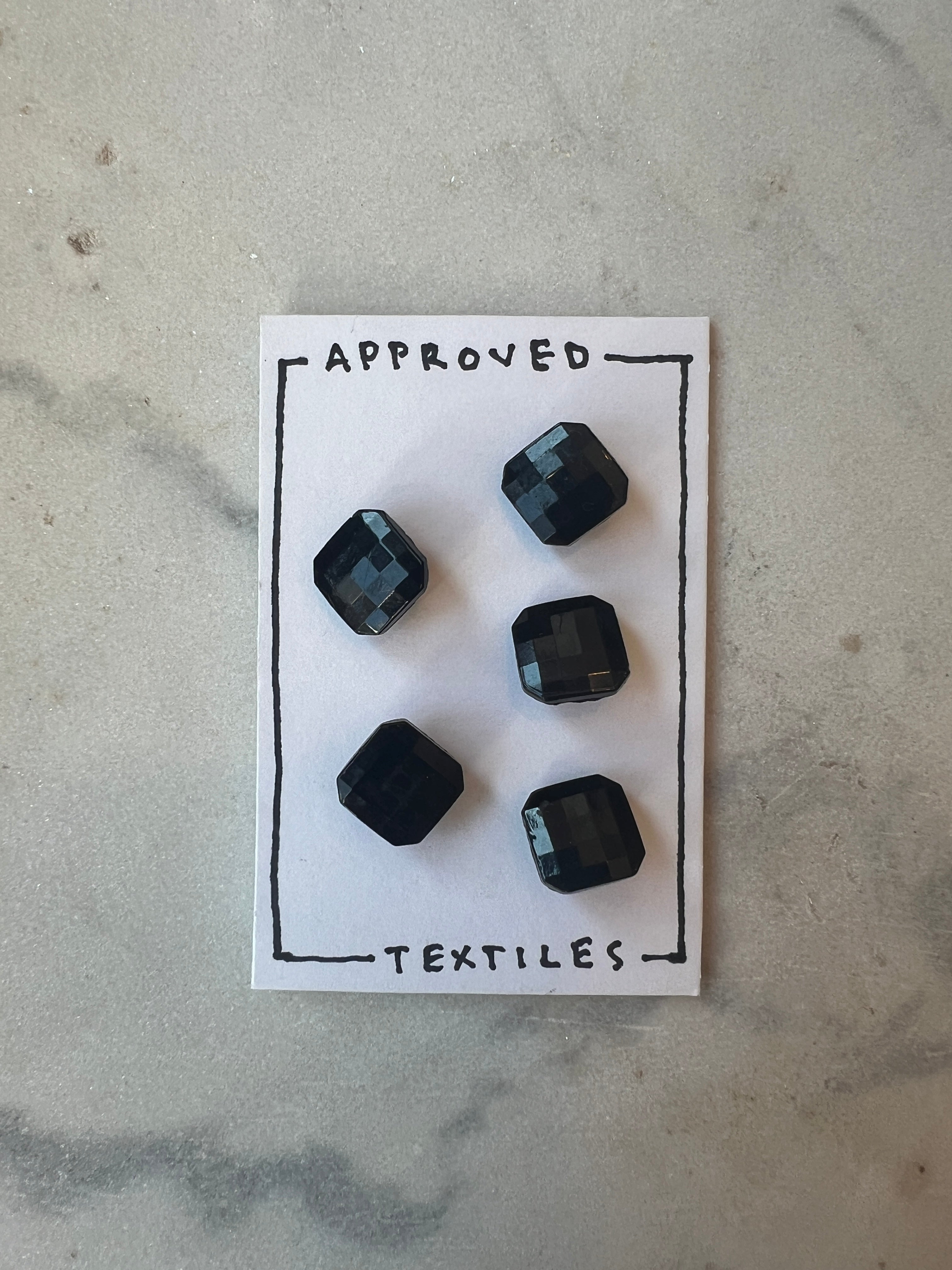 Square Black Glass Buttons 12mm – Approved Textiles