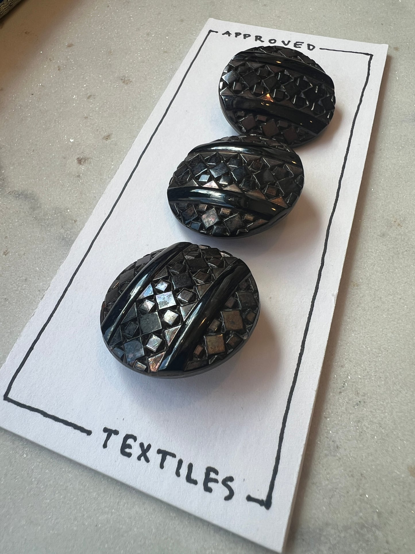 Victorian Black Glass Luster Buttons 31mm