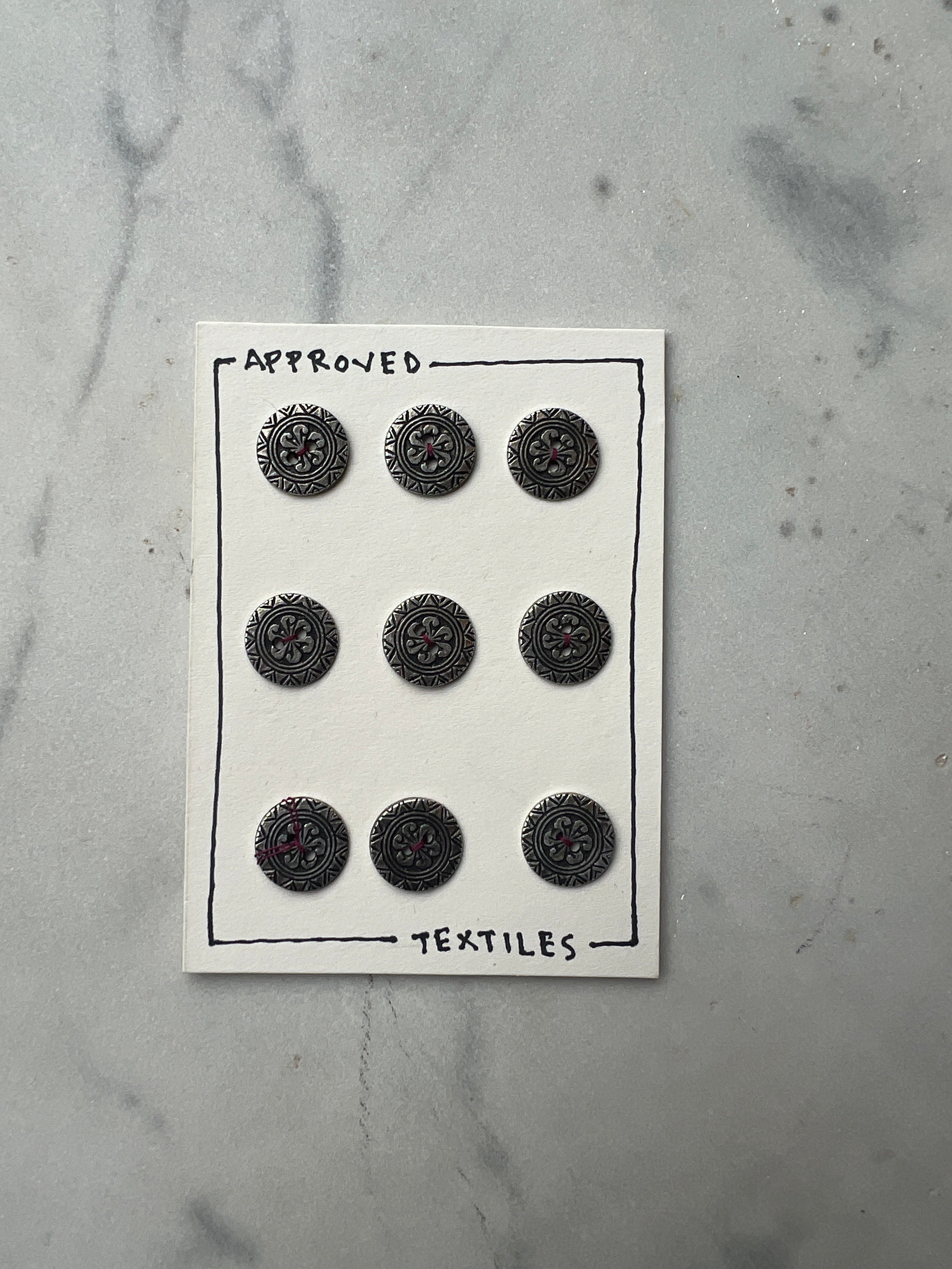 little silver geometric buttons – Approved Textiles