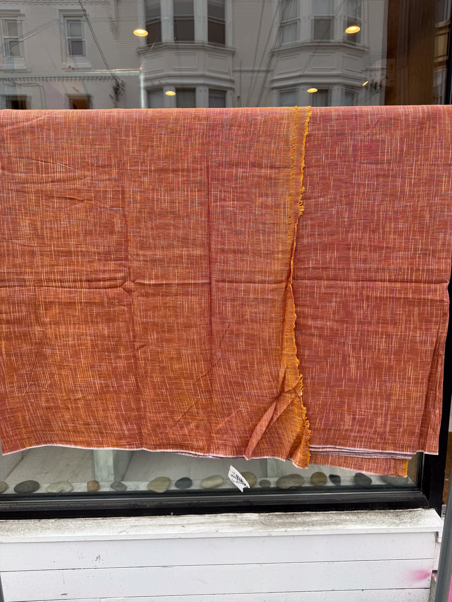 Variegated Burnt Orange - Handloom woven, cotton fabric