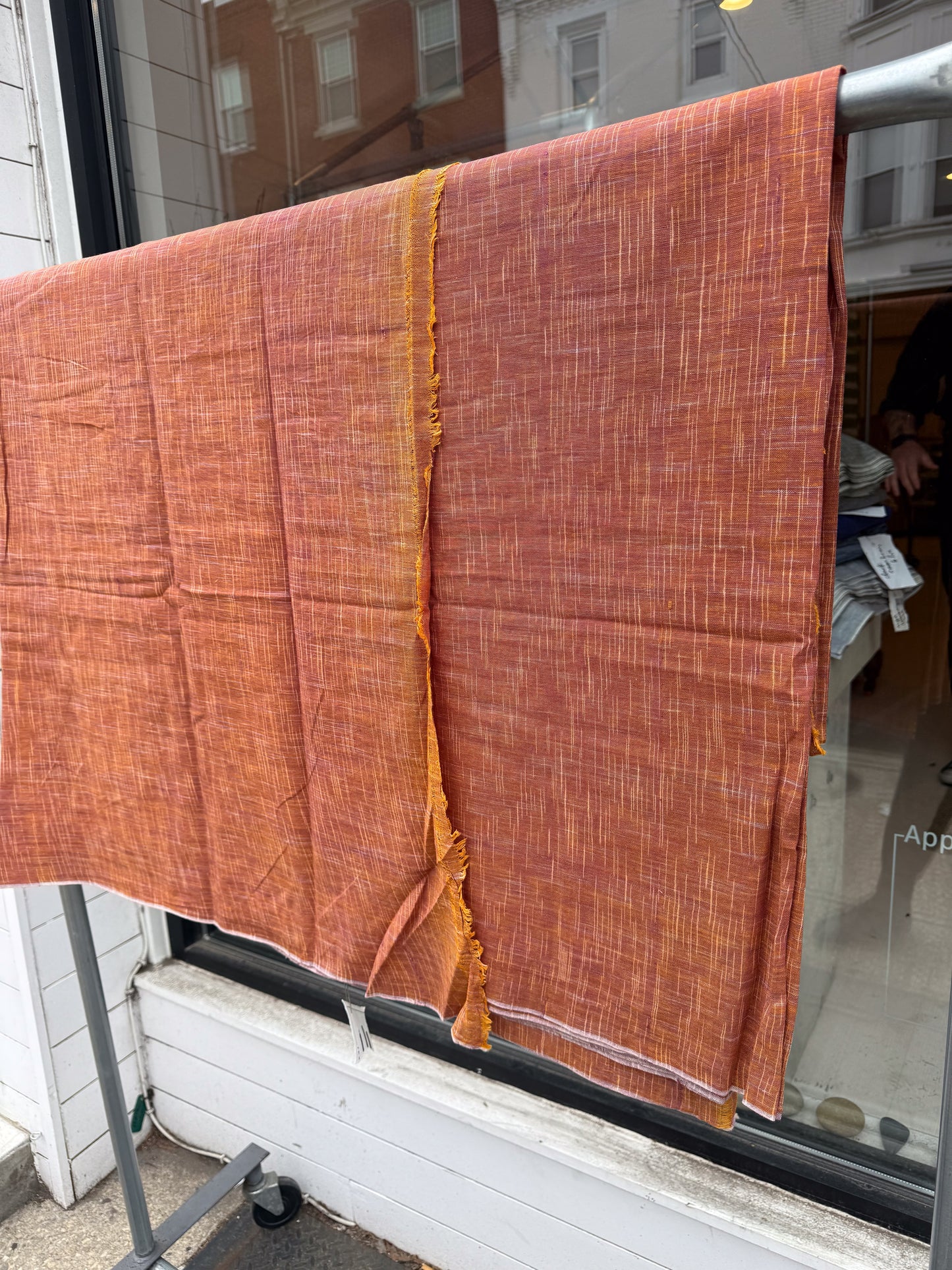 Variegated Burnt Orange - Handloom woven, cotton fabric
