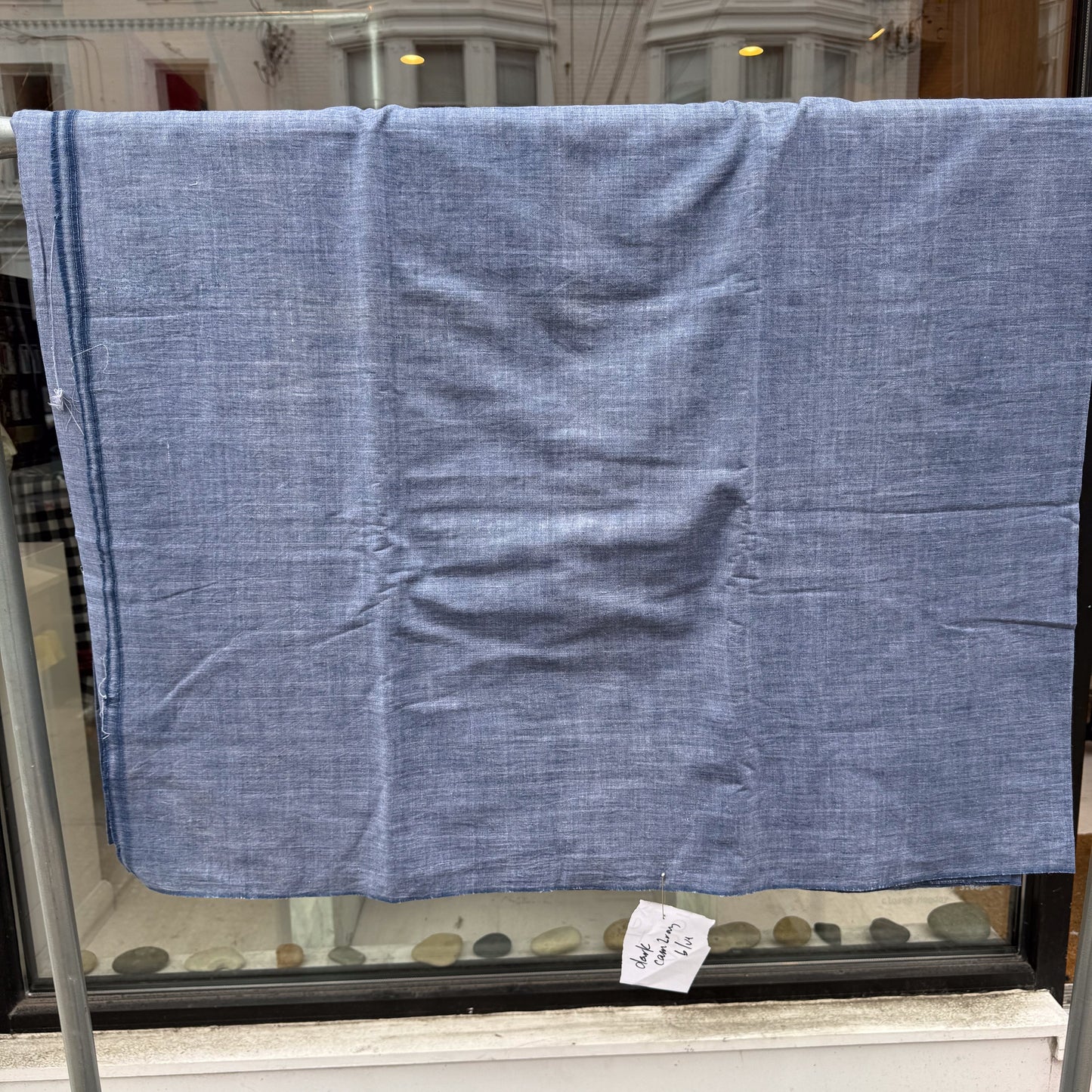 Dark Chambray Blue - Handloom woven, cotton fabric