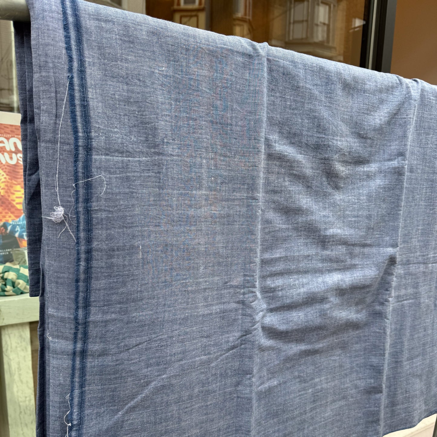 Dark Chambray Blue - Handloom woven, cotton fabric