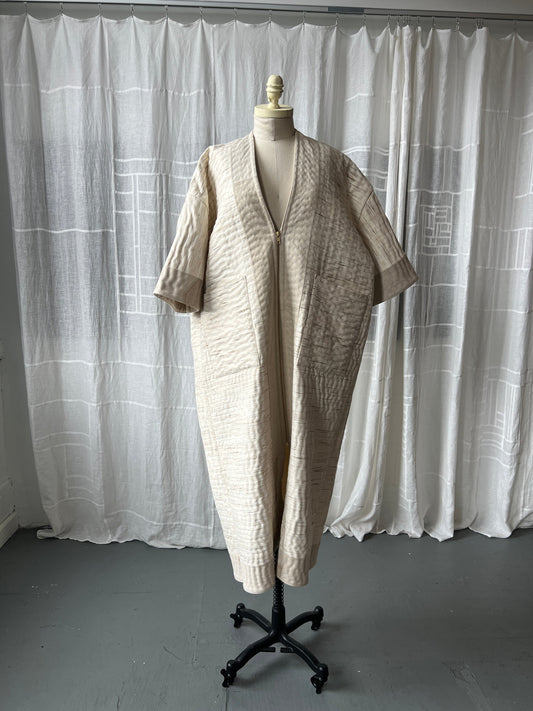 raw silk quilted zip jacket