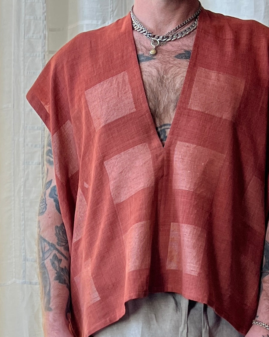 silk and cotton madder root vest