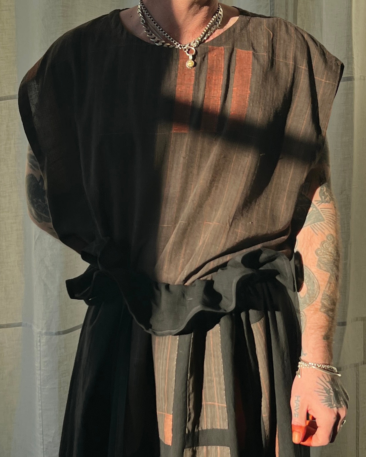 silk and cotton charcoal vest