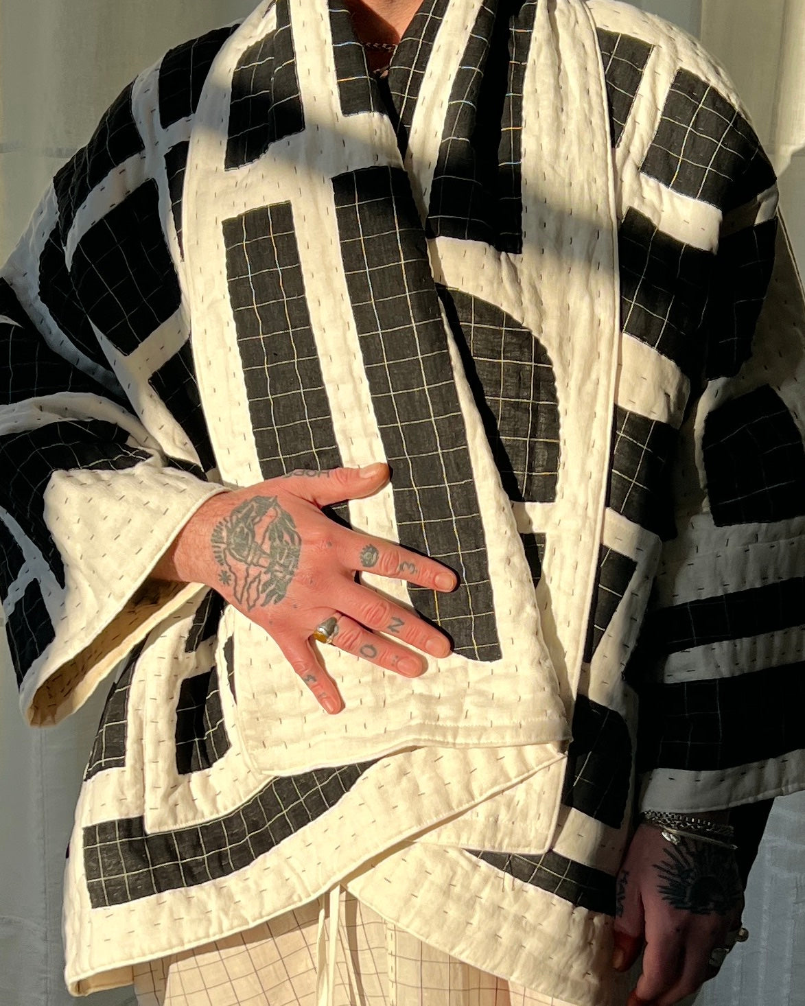 white linen applique jacket