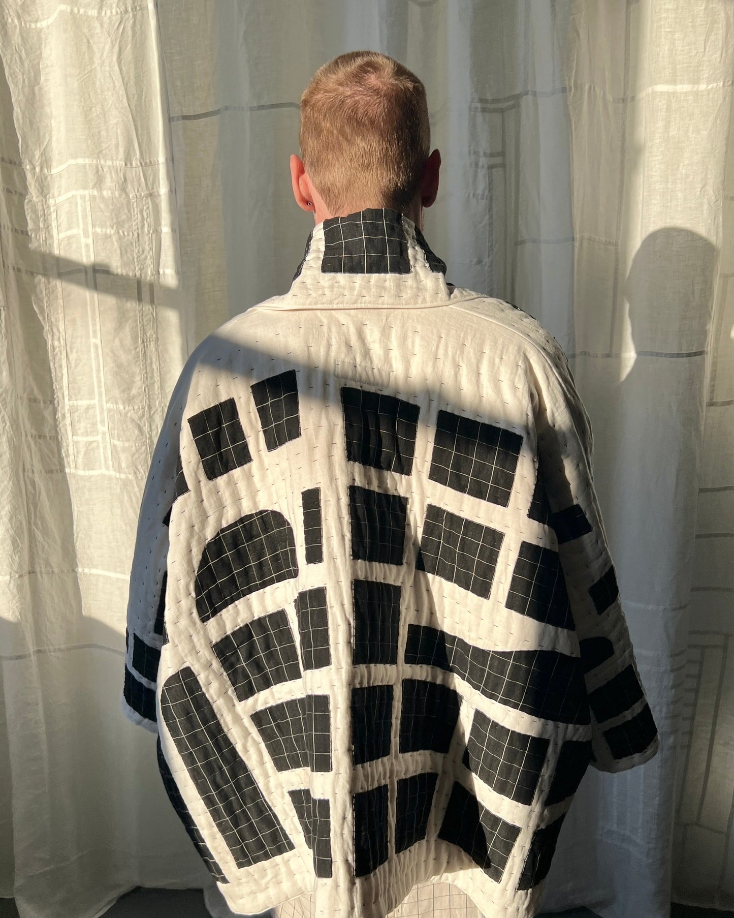 white linen applique jacket